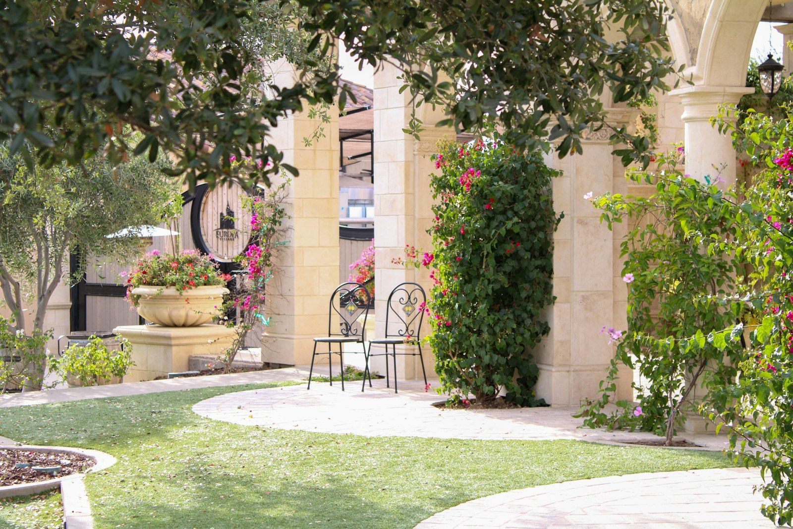 Compact backyard patio garden in Orangeville